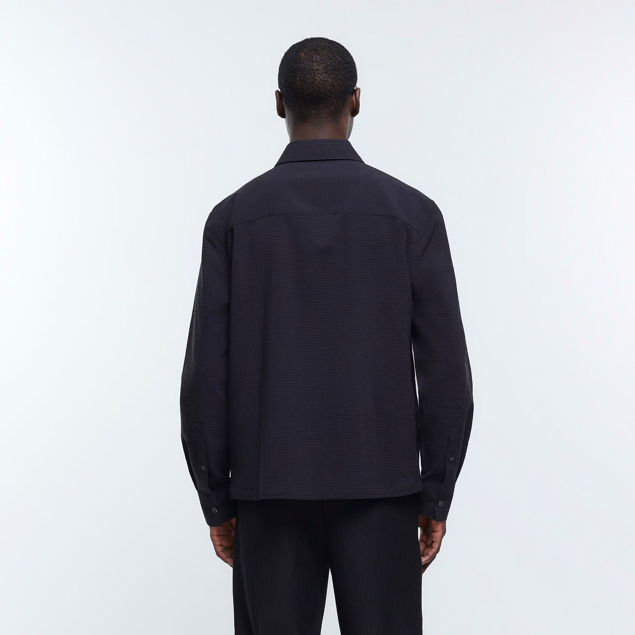 BLACK OVERSIZED FIT UTILITY SHIRT