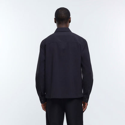 BLACK OVERSIZED FIT UTILITY SHIRT