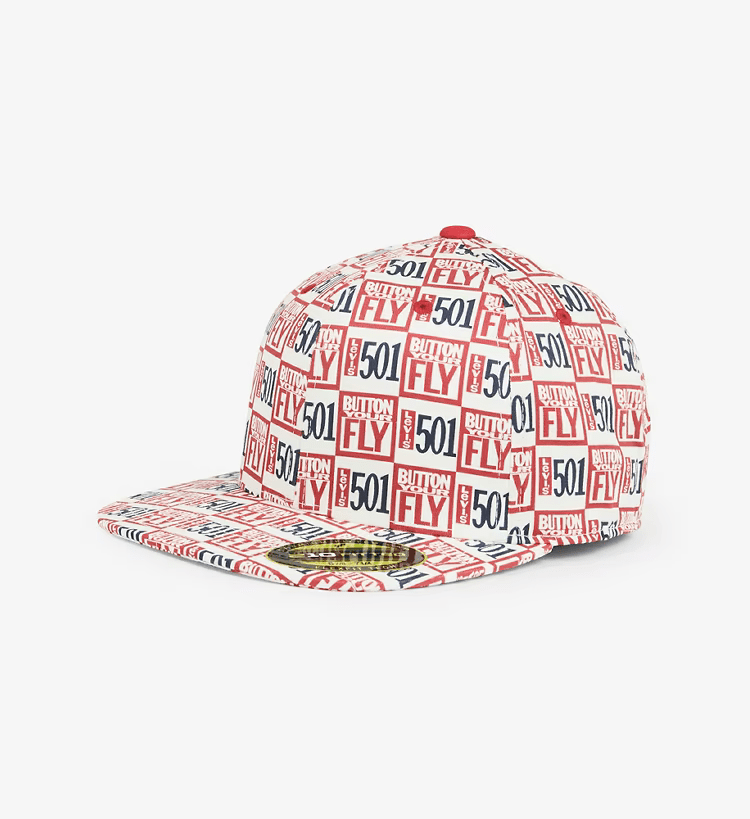 Levi's 501 cap, Baseball cap, Print cap, Flexfit cap, All over print cap, Button fly cap, Flat brim cap, Men's cap, 501 logo cap, Levi's cap,