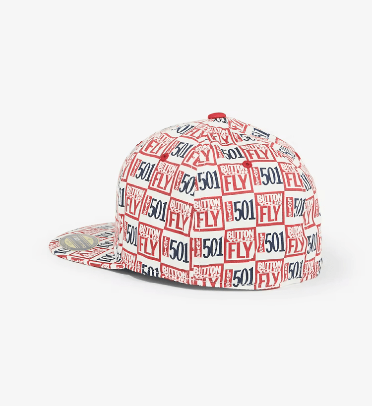Levi's 501 cap, Baseball cap, Print cap, Flexfit cap, All over print cap, Button fly cap, Flat brim cap, Men's cap, 501 logo cap, Levi's cap,