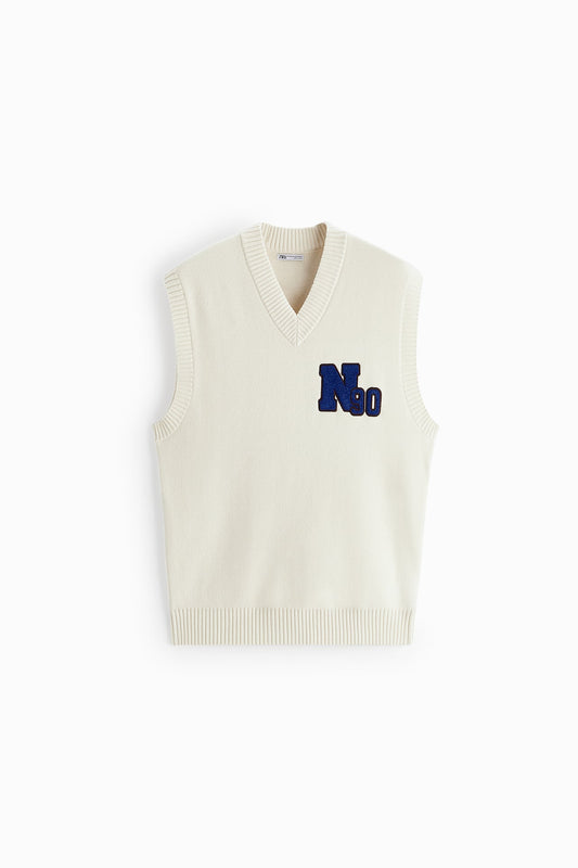 KNIT VEST WITH PATCH