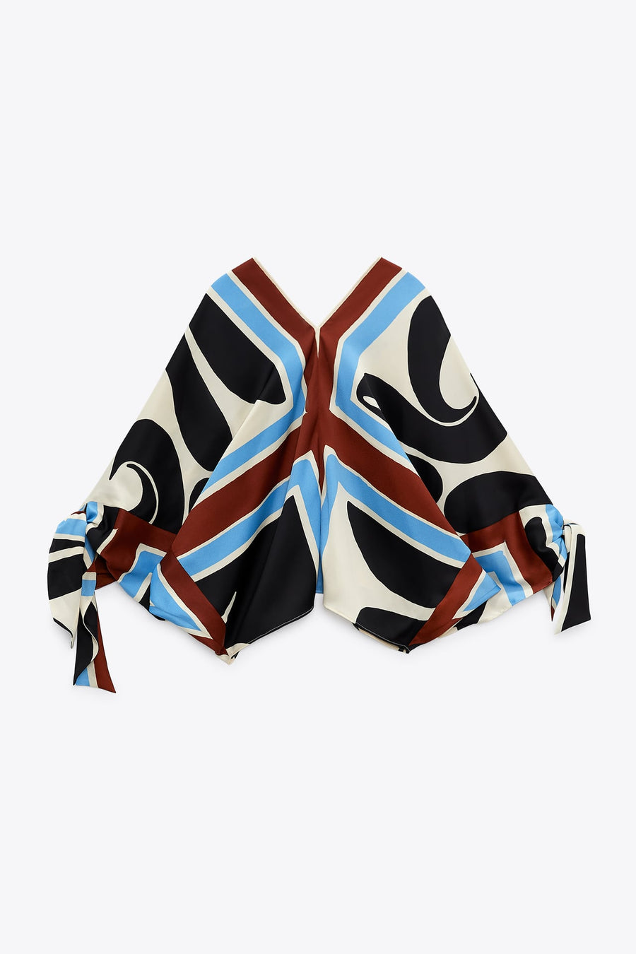 PRINTED BLOUSE WITH TIES