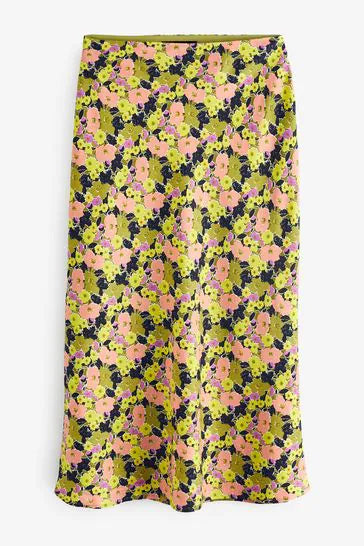SATIN MIDI SLIP SKIRT