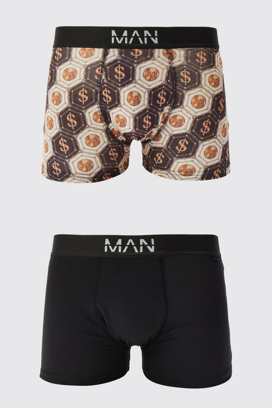 2 PACK MONEY PRINT BOXERS