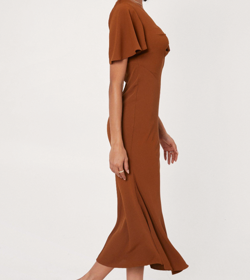 FLARE SLEEVE MIDI TEA DRESS