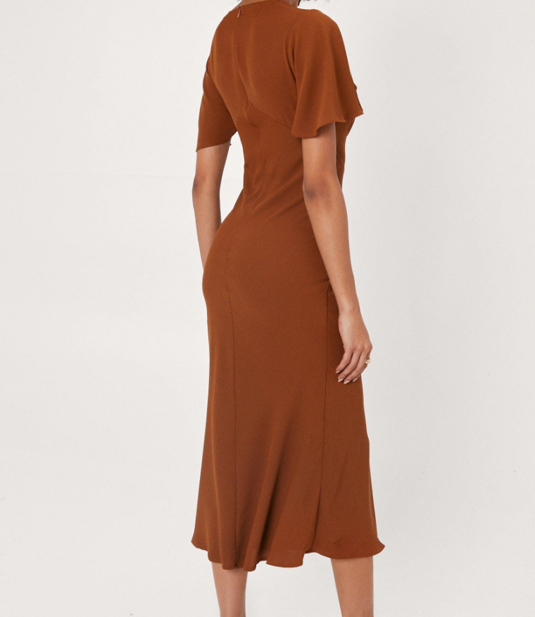 FLARE SLEEVE MIDI TEA DRESS
