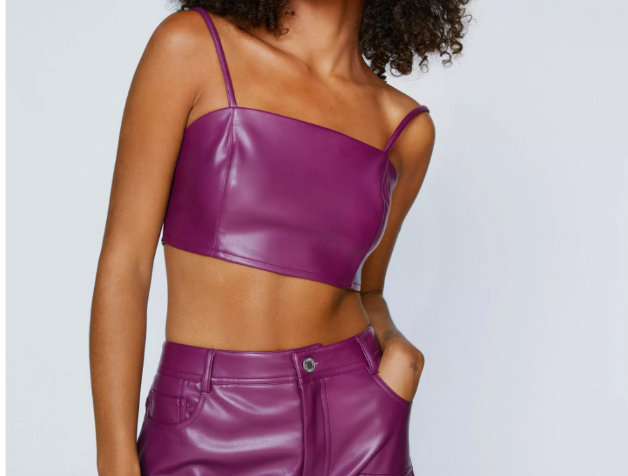 STRAPPY FAUX LEATHER BRALETTE