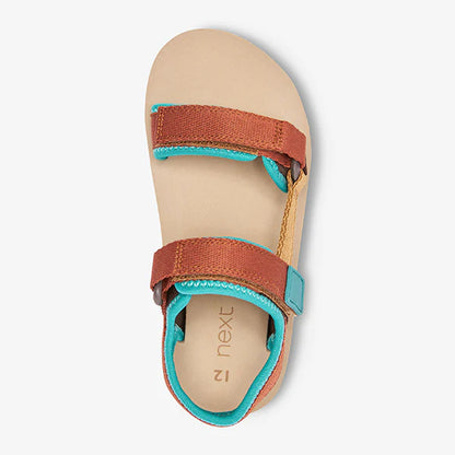 COLOUR BLOCK RUST STRAP TOUCH FASTENING TREKKER SANDALS