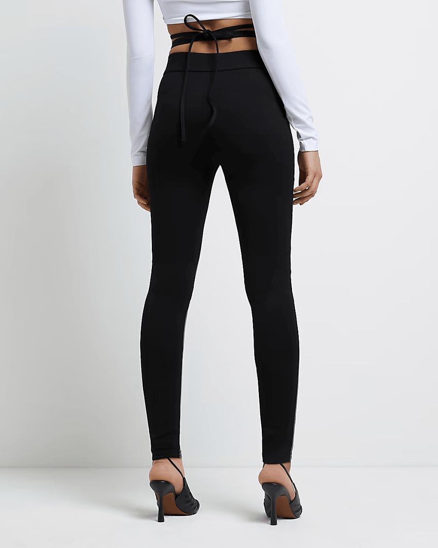 FAUX LEATHER STRAP SKINNY TROUSERS