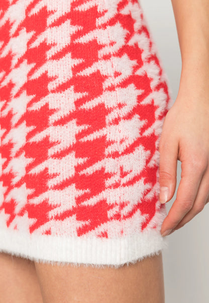 CO-ORD KNITTED HOUNDSTOOTH MINI SKIRT