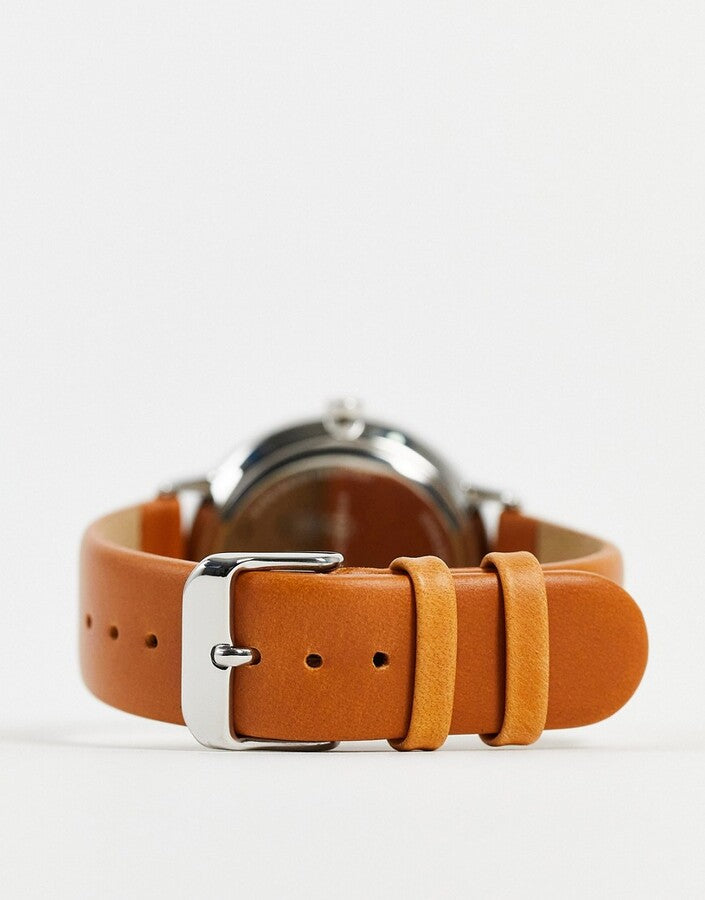 REAL LEATHER STRAP WATCH IN TAN BROWN