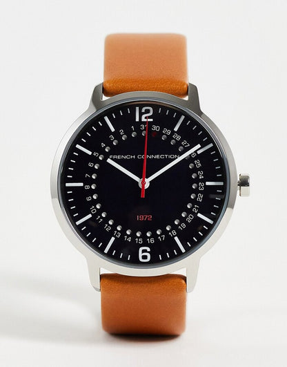 REAL LEATHER STRAP WATCH IN TAN BROWN